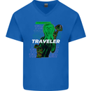 Van Gogh Alien Scream Art Magic Mushrooms Mens V-Neck Cotton T-Shirt Royal Blue
