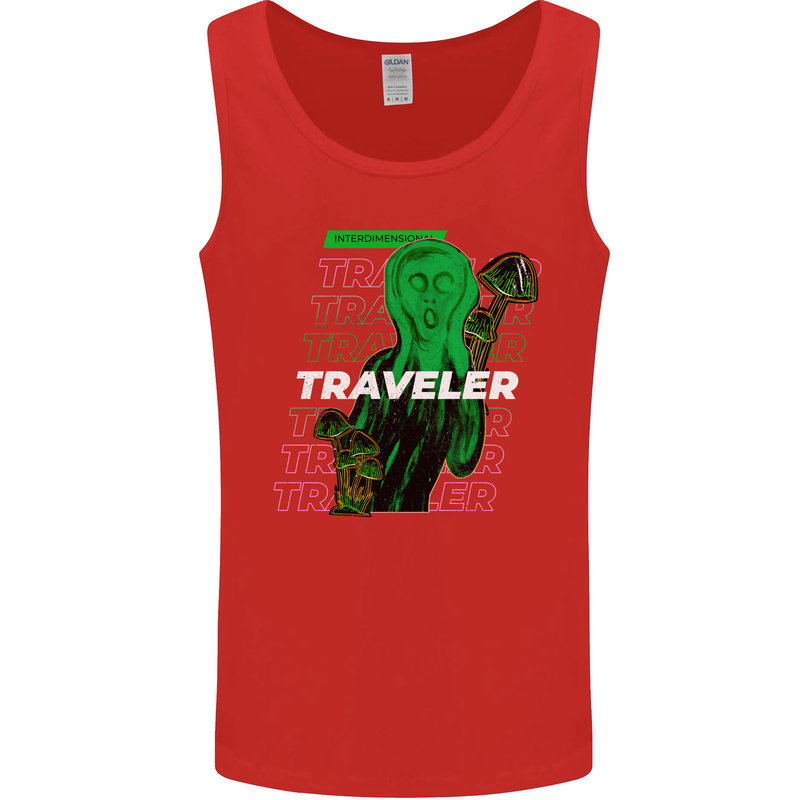 Van Gogh Alien Scream Art Magic Mushrooms Mens Vest Tank Top Red