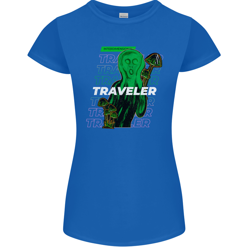 Van Gogh Alien Scream Art Magic Mushrooms Womens Petite Cut T-Shirt Royal Blue