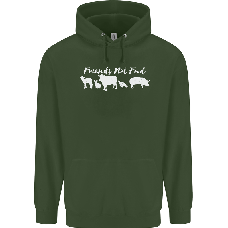 Vegan Animals Are Friends Not Food Childrens Kids Hoodie Forest Green