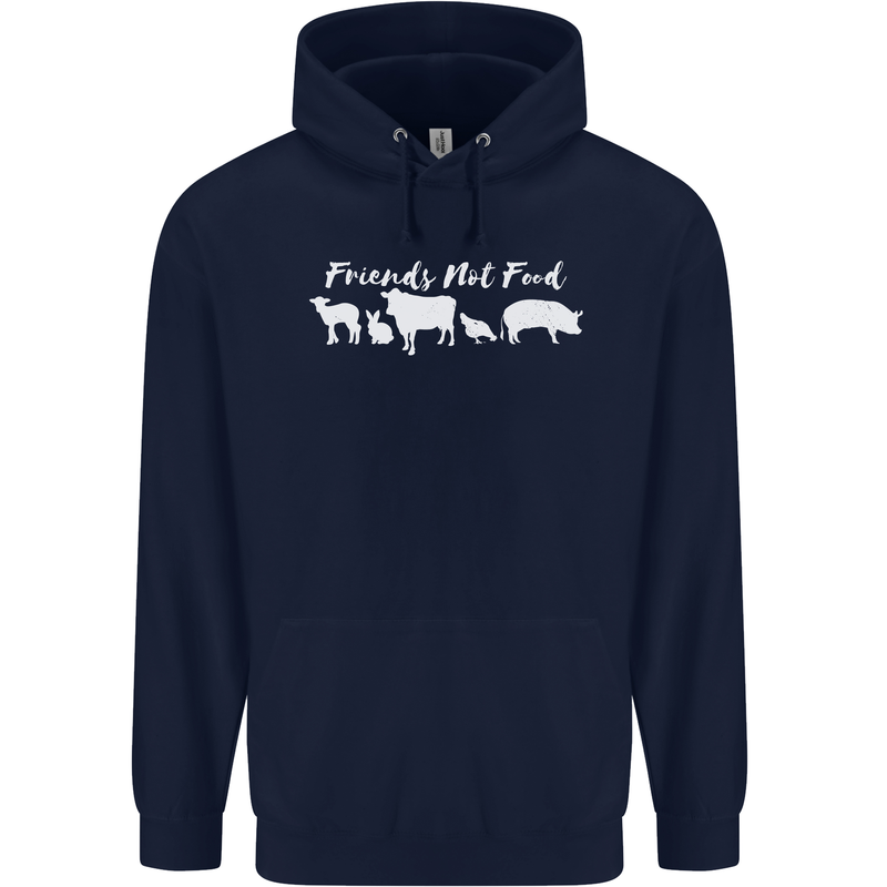 Vegan Animals Are Friends Not Food Childrens Kids Hoodie Navy Blue