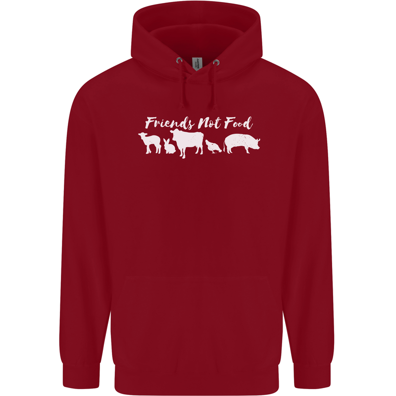 Vegan Animals Are Friends Not Food Childrens Kids Hoodie Red