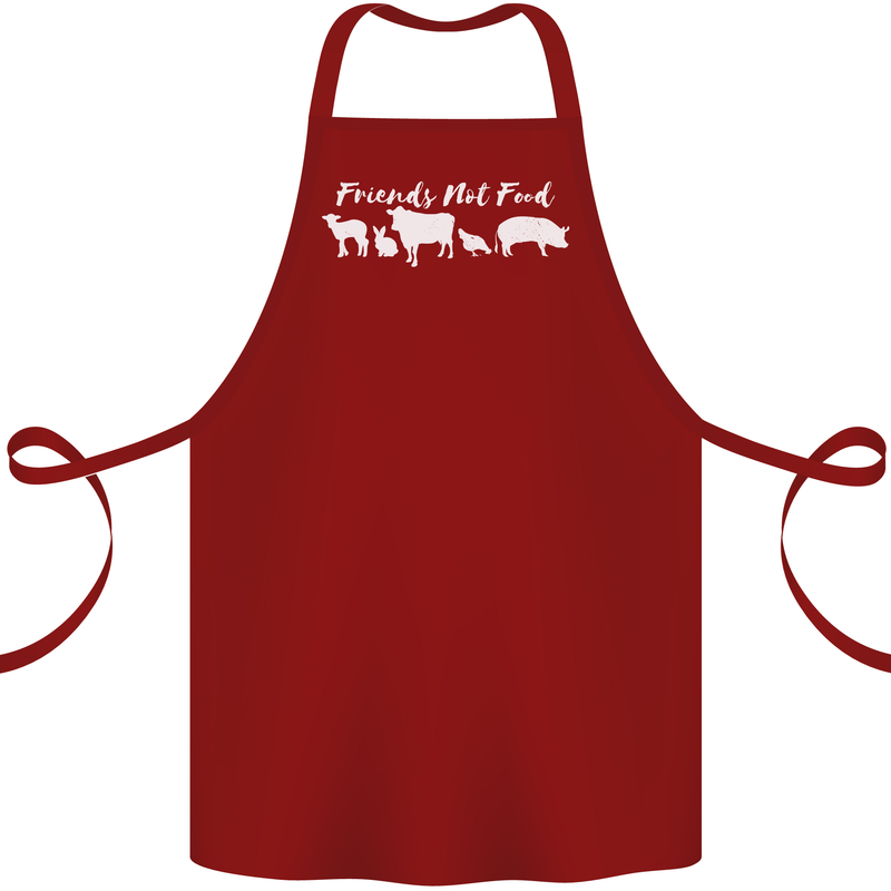 Vegan Animals Are Friends Not Food Cotton Apron 100% Organic Maroon