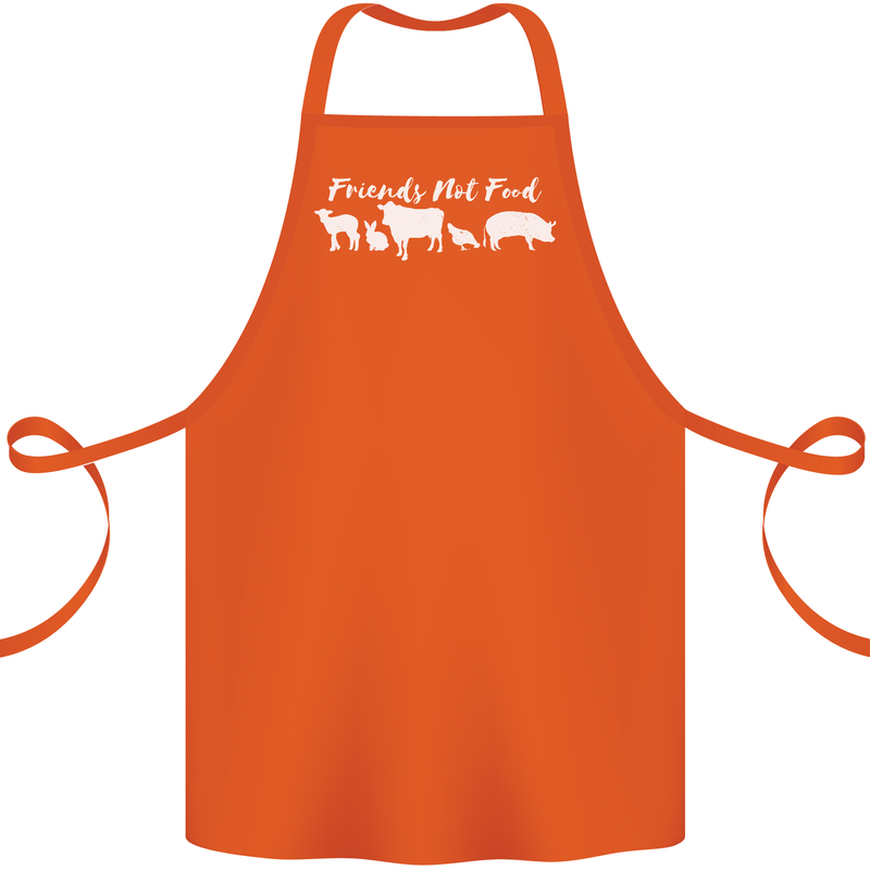 Vegan Animals Are Friends Not Food Cotton Apron 100% Organic Orange
