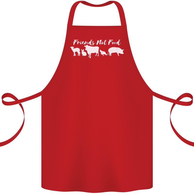Vegan Animals Are Friends Not Food Cotton Apron 100% Organic Red