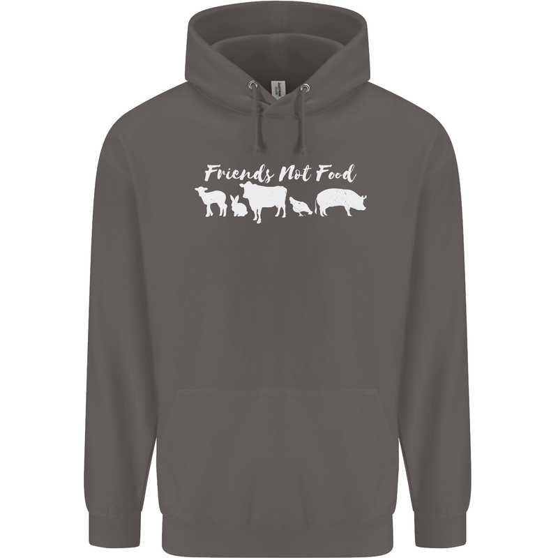Vegan Animals Are Friends Not Food Mens 80% Cotton Hoodie Charcoal