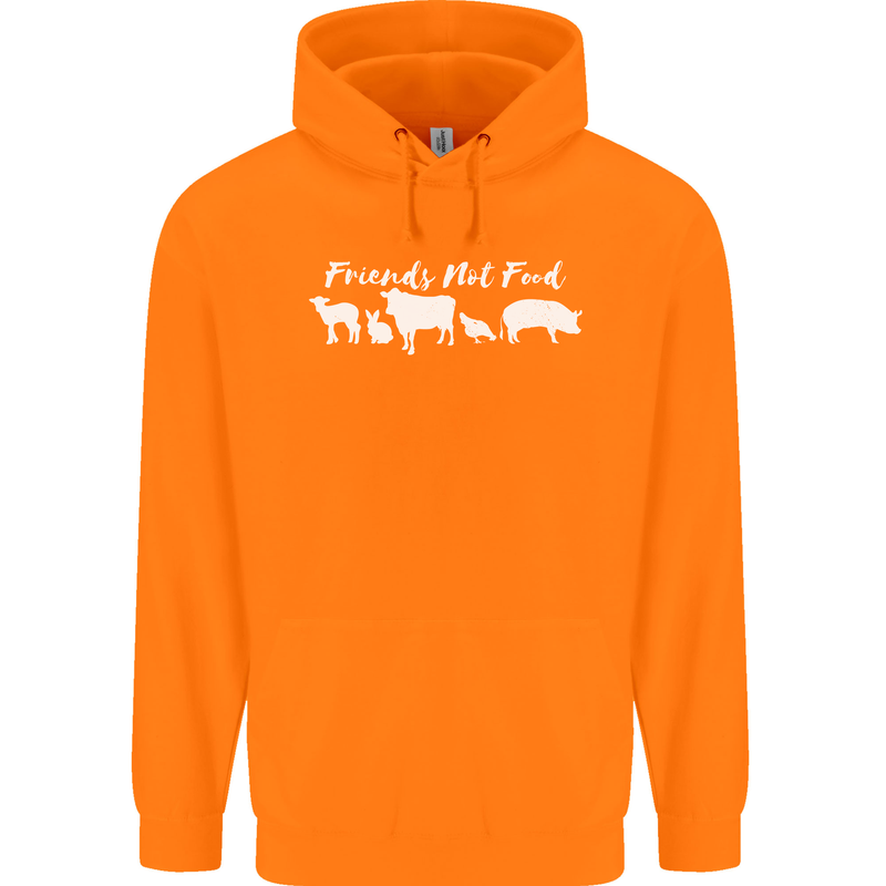 Vegan Animals Are Friends Not Food Mens 80% Cotton Hoodie Orange