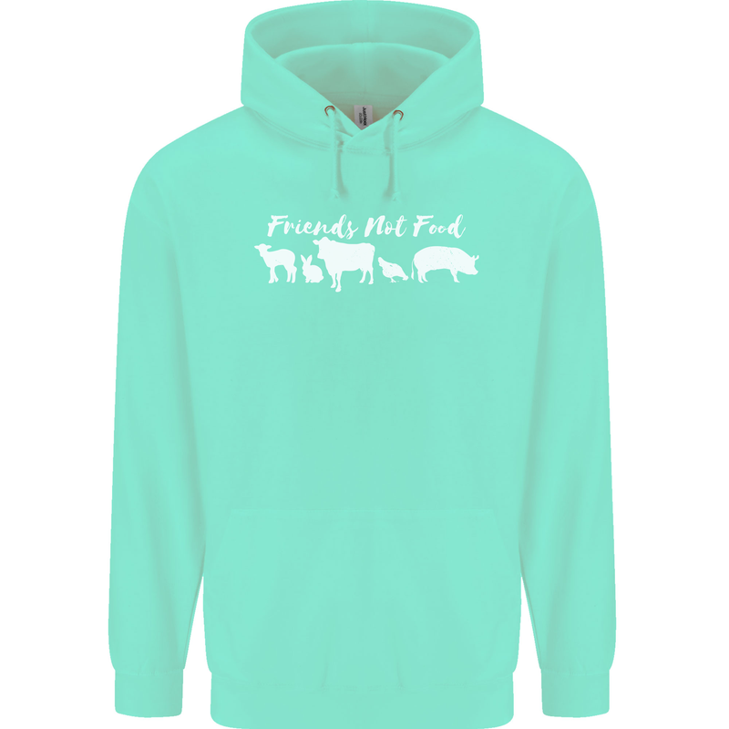 Vegan Animals Are Friends Not Food Mens 80% Cotton Hoodie Peppermint