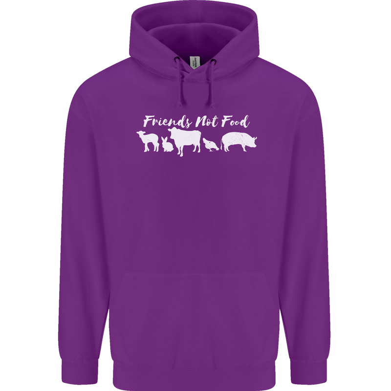 Vegan Animals Are Friends Not Food Mens 80% Cotton Hoodie Purple