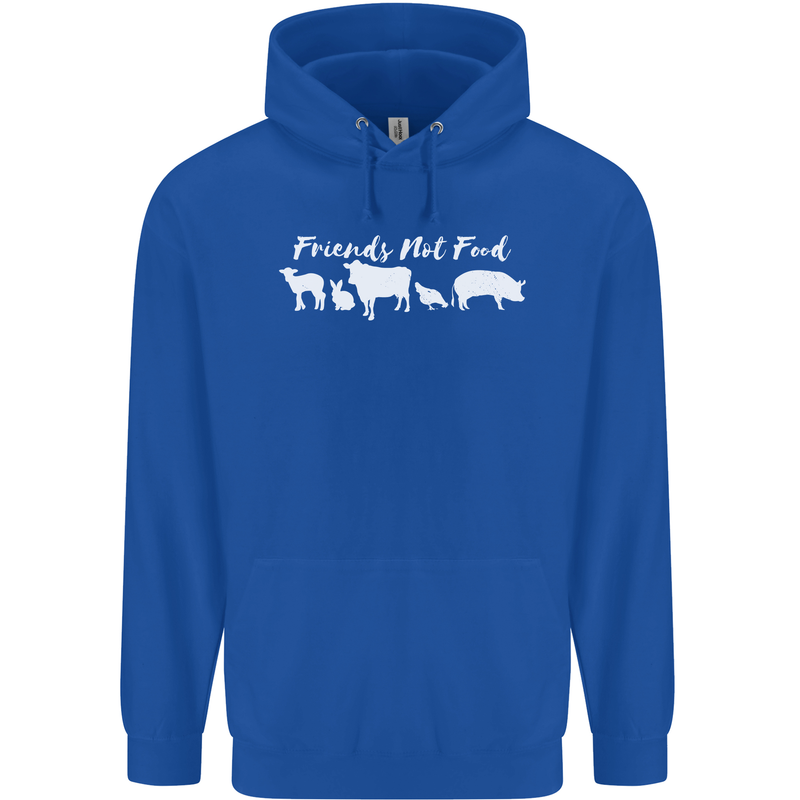 Vegan Animals Are Friends Not Food Mens 80% Cotton Hoodie Royal Blue