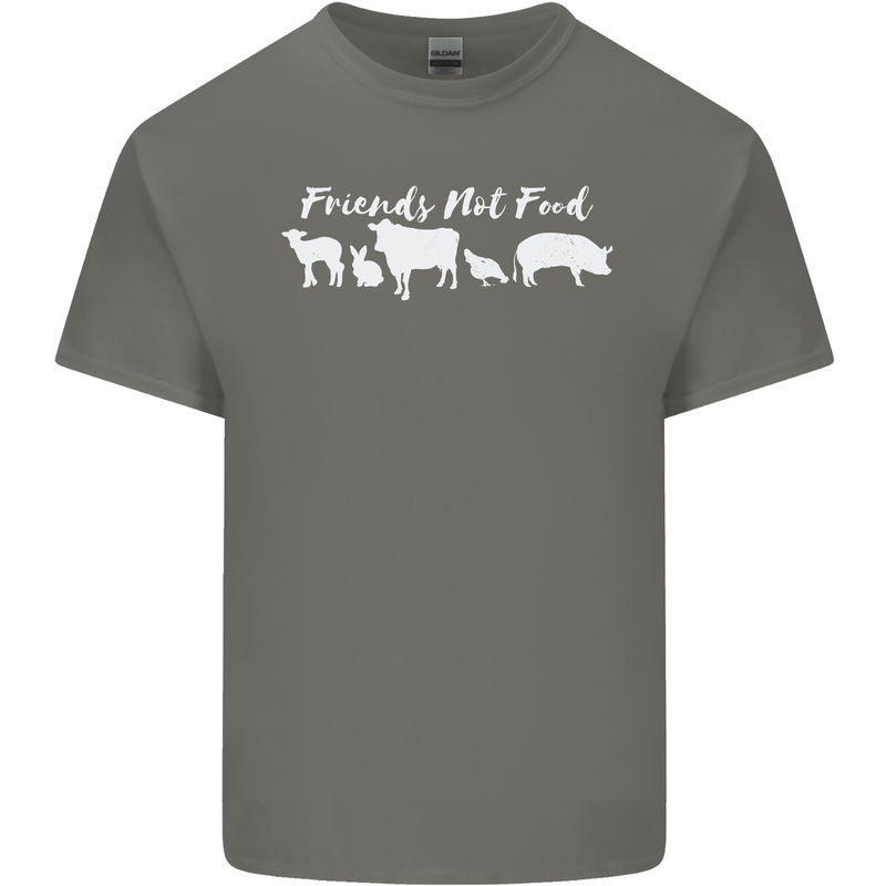 Vegan Animals Are Friends Not Food Mens Cotton T-Shirt Tee Top Charcoal