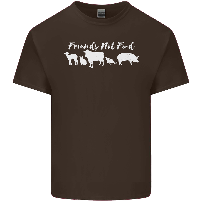 Vegan Animals Are Friends Not Food Mens Cotton T-Shirt Tee Top Dark Chocolate