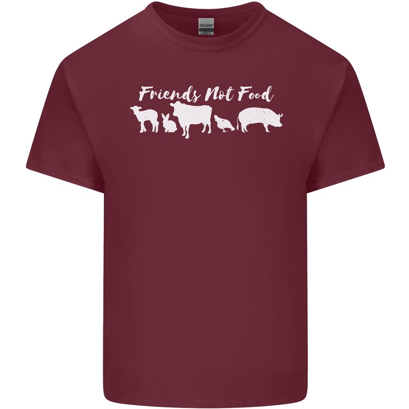 Vegan Animals Are Friends Not Food Mens Cotton T-Shirt Tee Top Maroon