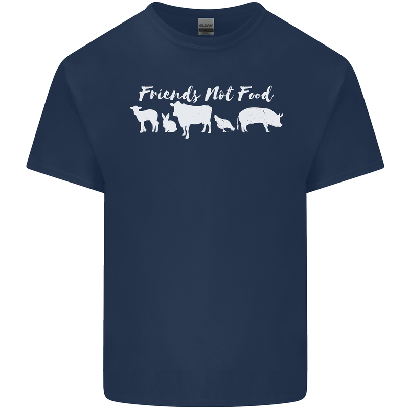 Vegan Animals Are Friends Not Food Mens Cotton T-Shirt Tee Top Navy Blue