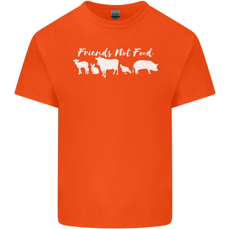 Vegan Animals Are Friends Not Food Mens Cotton T-Shirt Tee Top Orange