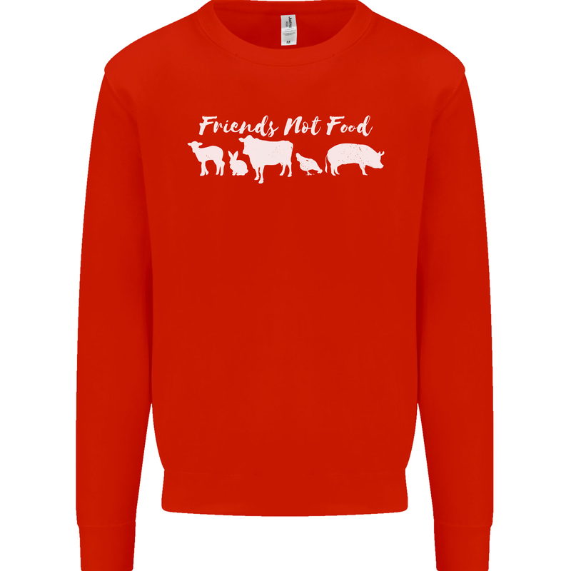 Vegan Animals Are Friends Not Food Mens Sweatshirt Jumper Bright Red