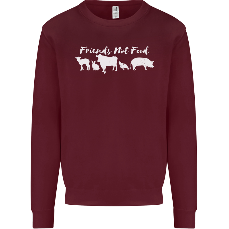 Vegan Animals Are Friends Not Food Mens Sweatshirt Jumper Maroon