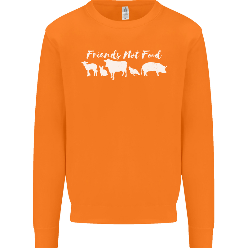 Vegan Animals Are Friends Not Food Mens Sweatshirt Jumper Orange