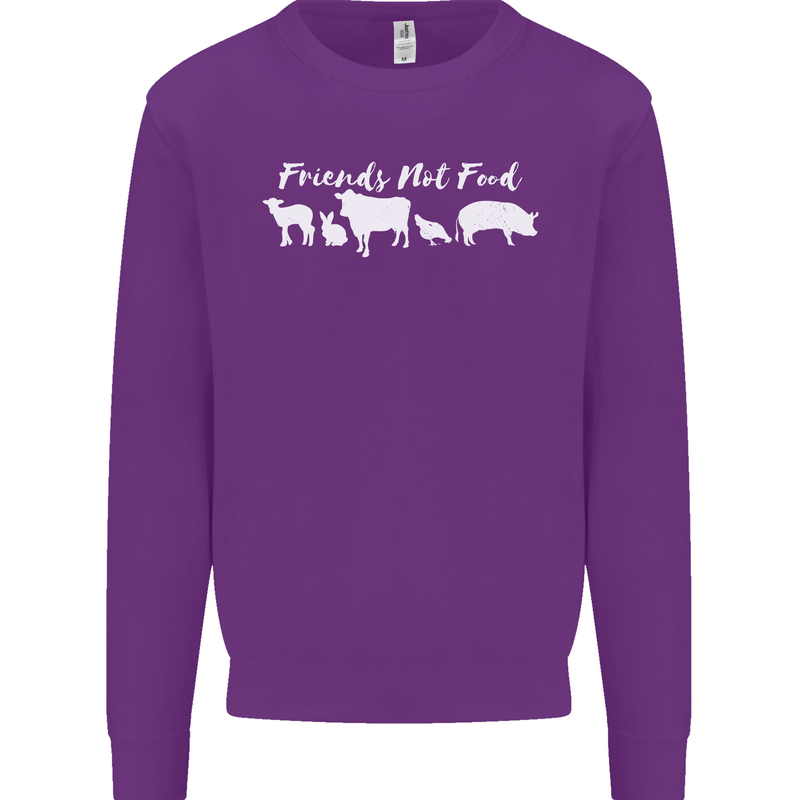 Vegan Animals Are Friends Not Food Mens Sweatshirt Jumper Purple