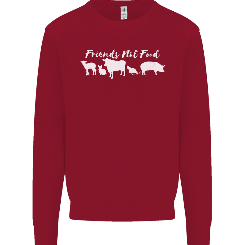 Vegan Animals Are Friends Not Food Mens Sweatshirt Jumper Red
