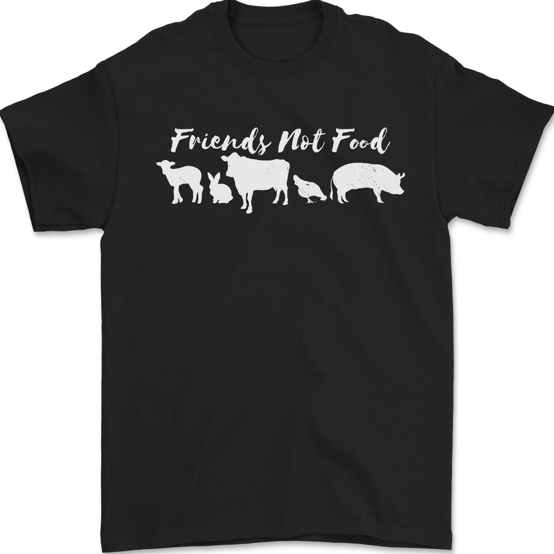 Vegan Animals Are Friends Not Food Mens T-Shirt 100% Cotton Black