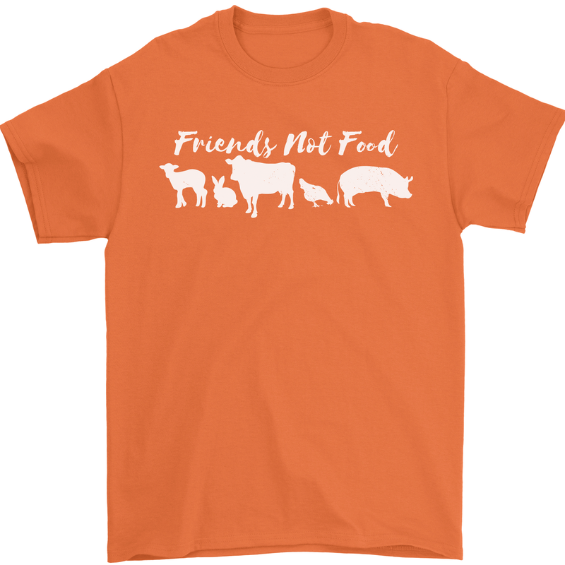 Vegan Animals Are Friends Not Food Mens T-Shirt 100% Cotton Orange