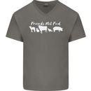 Vegan Animals Are Friends Not Food Mens V-Neck Cotton T-Shirt Charcoal