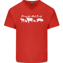 Vegan Animals Are Friends Not Food Mens V-Neck Cotton T-Shirt Red