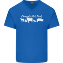Vegan Animals Are Friends Not Food Mens V-Neck Cotton T-Shirt Royal Blue