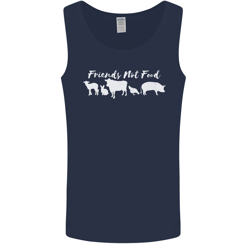 Vegan Animals Are Friends Not Food Mens Vest Tank Top Navy Blue