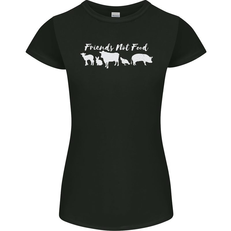 Vegan Animals Are Friends Not Food Womens Petite Cut T-Shirt Black