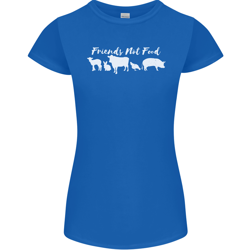 Vegan Animals Are Friends Not Food Womens Petite Cut T-Shirt Royal Blue