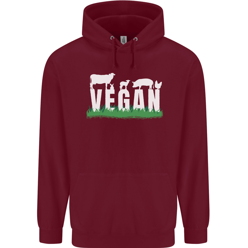 Vegan Field Childrens Kids Hoodie Maroon