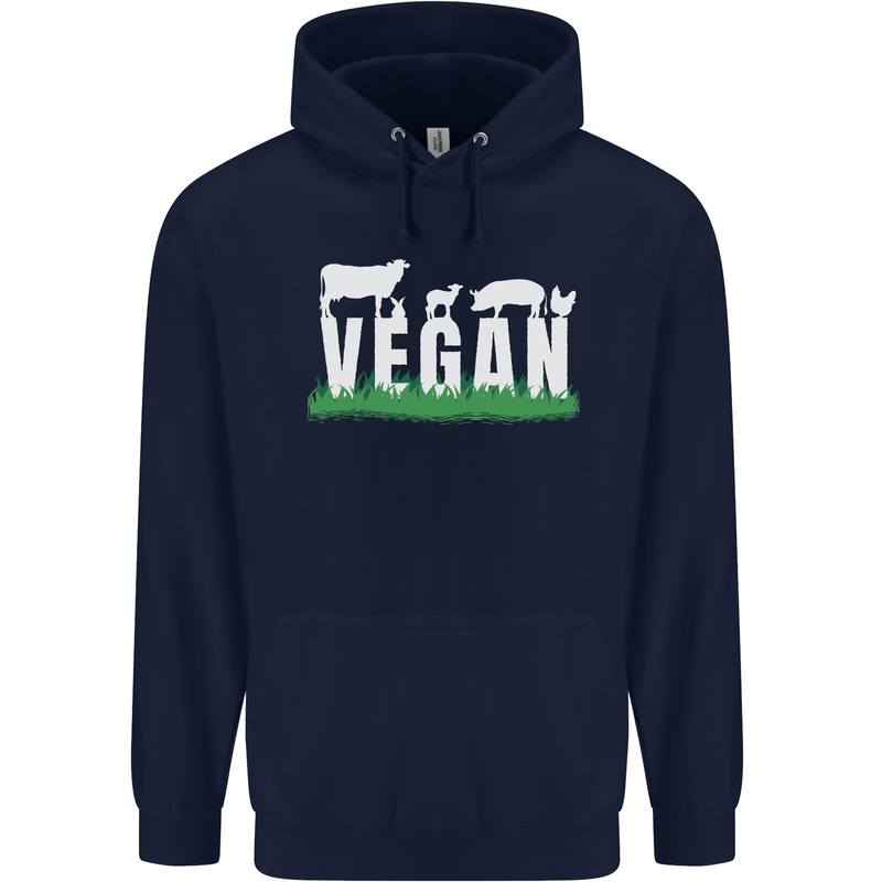 Vegan Field Childrens Kids Hoodie Navy Blue