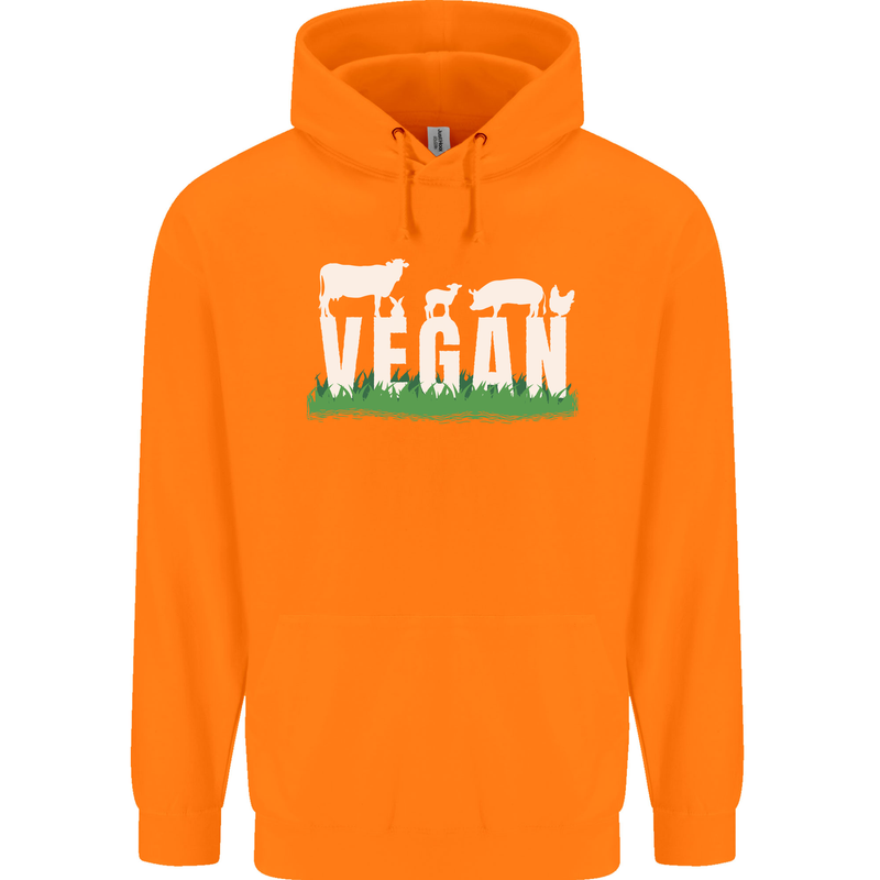 Vegan Field Childrens Kids Hoodie Orange