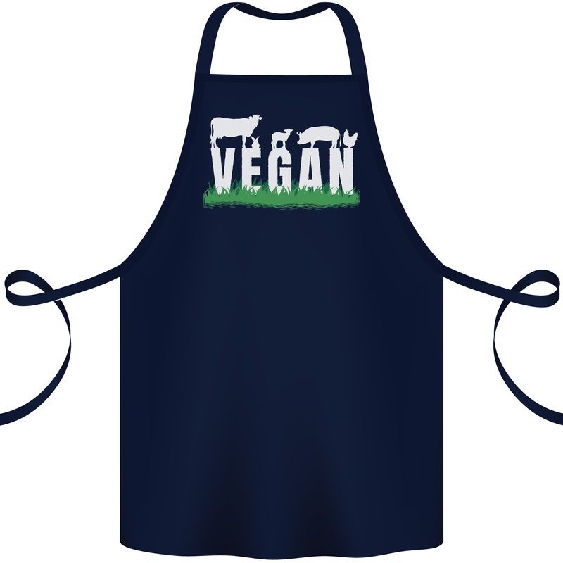 Vegan Field Cotton Apron 100% Organic Navy Blue