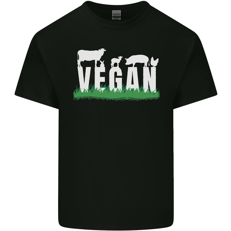 Vegan Field Mens Cotton T-Shirt Tee Top Black