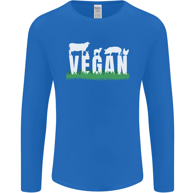 Vegan Field Mens Long Sleeve T-Shirt Royal Blue