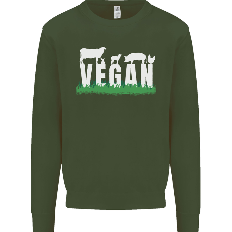 Vegan Field Mens Sweatshirt Jumper Forest Green