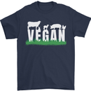 Vegan Field Mens T-Shirt 100% Cotton Navy Blue