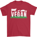 Vegan Field Mens T-Shirt 100% Cotton Red