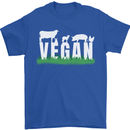 Vegan Field Mens T-Shirt 100% Cotton Royal Blue