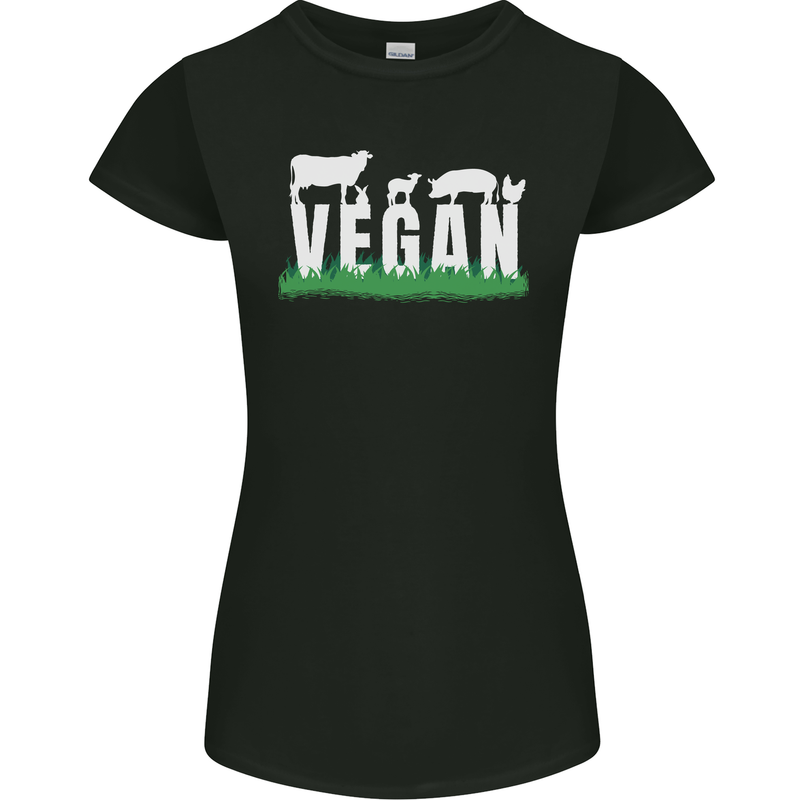 Vegan Field Womens Petite Cut T-Shirt Black