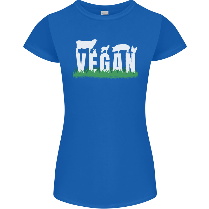 Vegan Field Womens Petite Cut T-Shirt Royal Blue