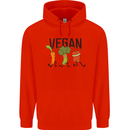 Vegan Fitness Mens 80% Cotton Hoodie Bright Red