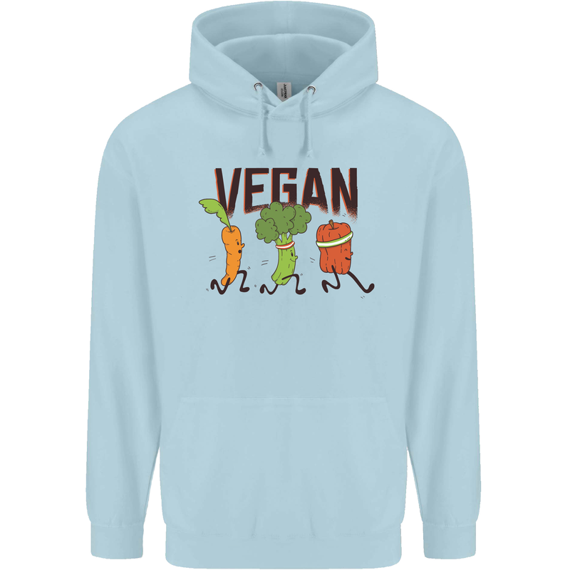 Vegan Fitness Mens 80% Cotton Hoodie Light Blue