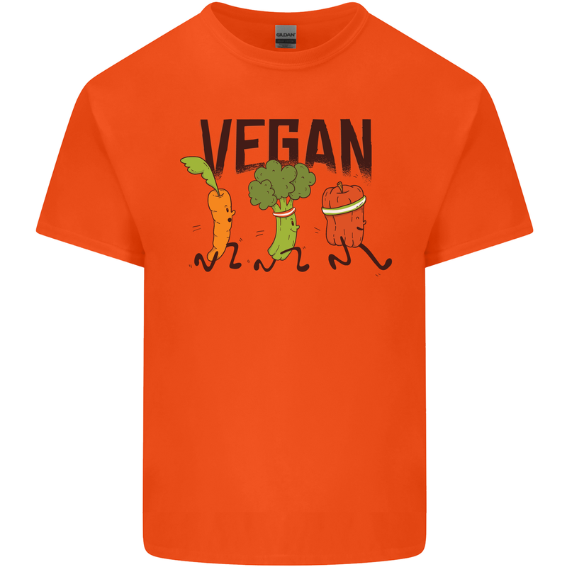 Vegan Fitness Mens Cotton T-Shirt Tee Top Orange