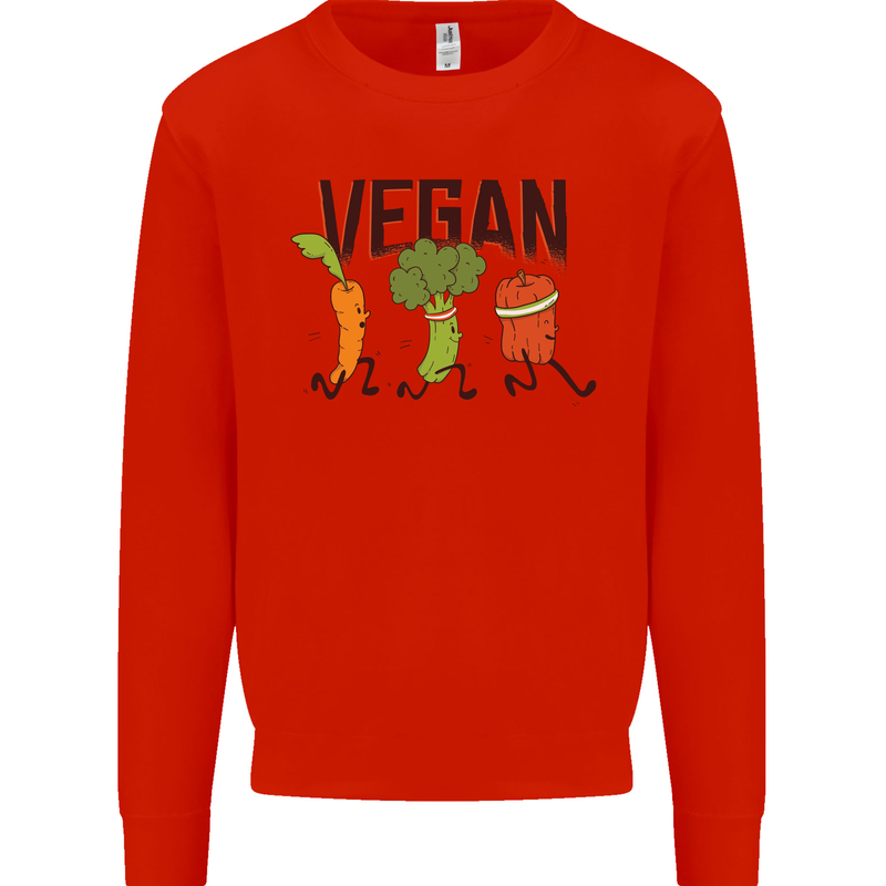 Vegan Fitness Mens Sweatshirt Jumper Bright Red