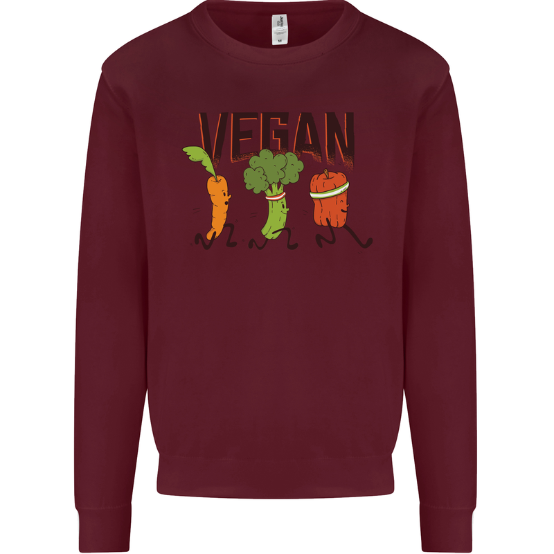 Vegan Fitness Mens Sweatshirt Jumper Maroon