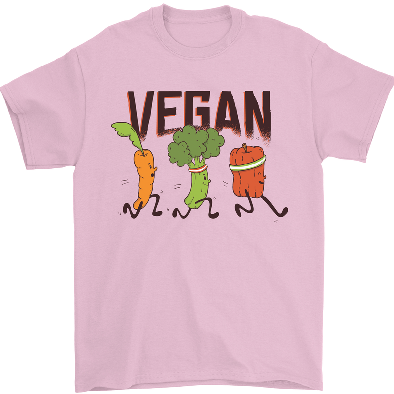 Vegan Fitness Mens T-Shirt 100% Cotton Light Pink